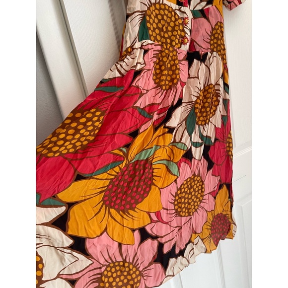 FARM RIO Colorful Sunflowers Midi Dress - Picture 5 of 11